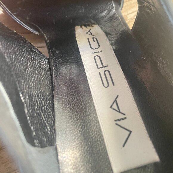 VIA SPIGA WOMEN'S BLACK LEATHER POINTED TOE CUT-OUT FLATS SIZE 5.5 - Picture 8 of 10